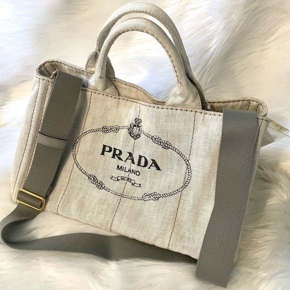 Prada Canapa Gray Tote with Adjustable strap - Picture 1 of 14